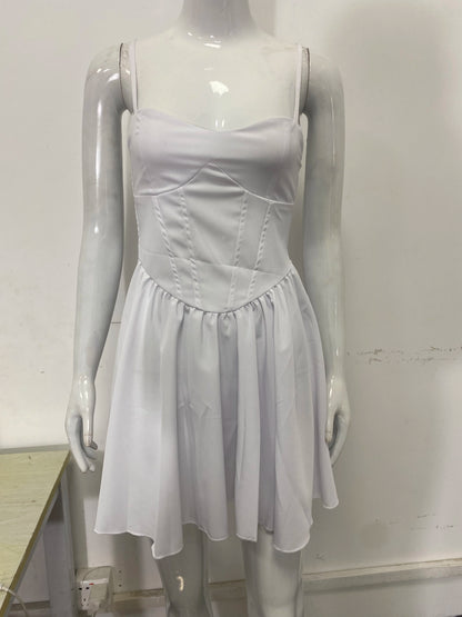 Summer 2025 new waist cinching slimming short skirt sexy suspender A-list dress for women