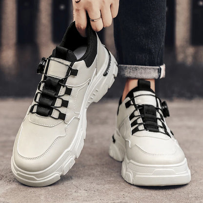British Style Outdoor Men Work Shoes Rotating Button Fashion Motorcycle Shoes Versatile Men Casual Shoes Comfortable Sport Shoes