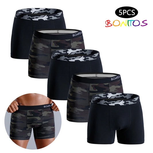 5pcs Men Underwear Print Boxers Men's Panties Camouflage Mens Underpants Cotton Male Boxershorts Sexy Man Trunks Gift