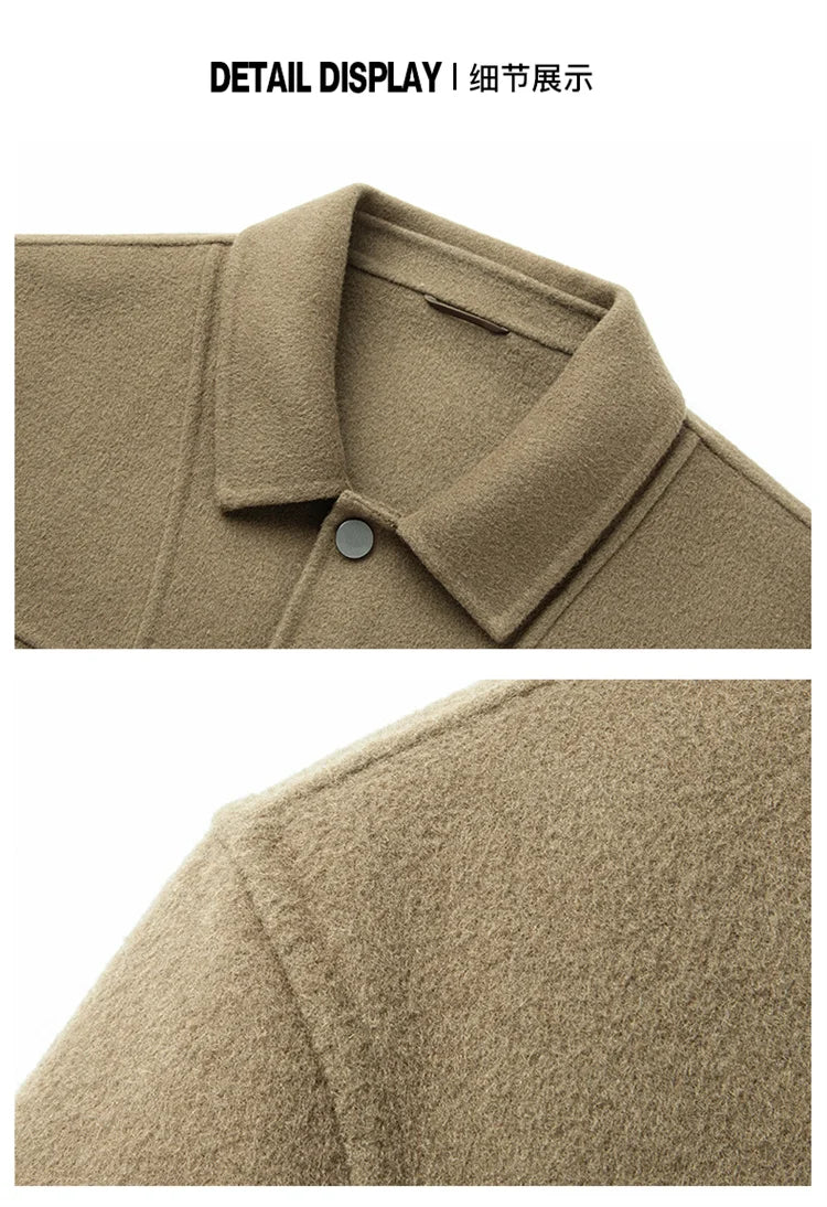 2024 Autumn/Winter New Double sided Woolen Coat High end Fabric Korean Edition Fashion Pure Handmade Woolen Coat Work Style