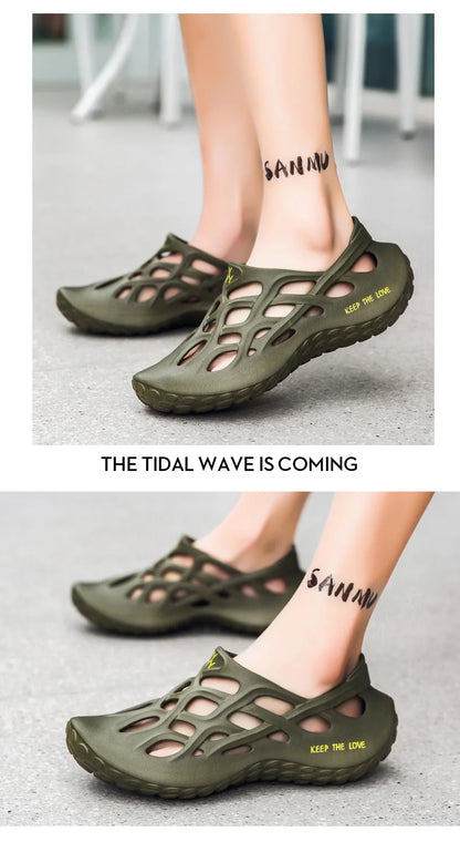 Summer Men Sandals Light EVA Men's Casual Shoes Hole Shoes Clogs Lovers Home Garden Outdoor Male Beach Flat Slippers Big Size