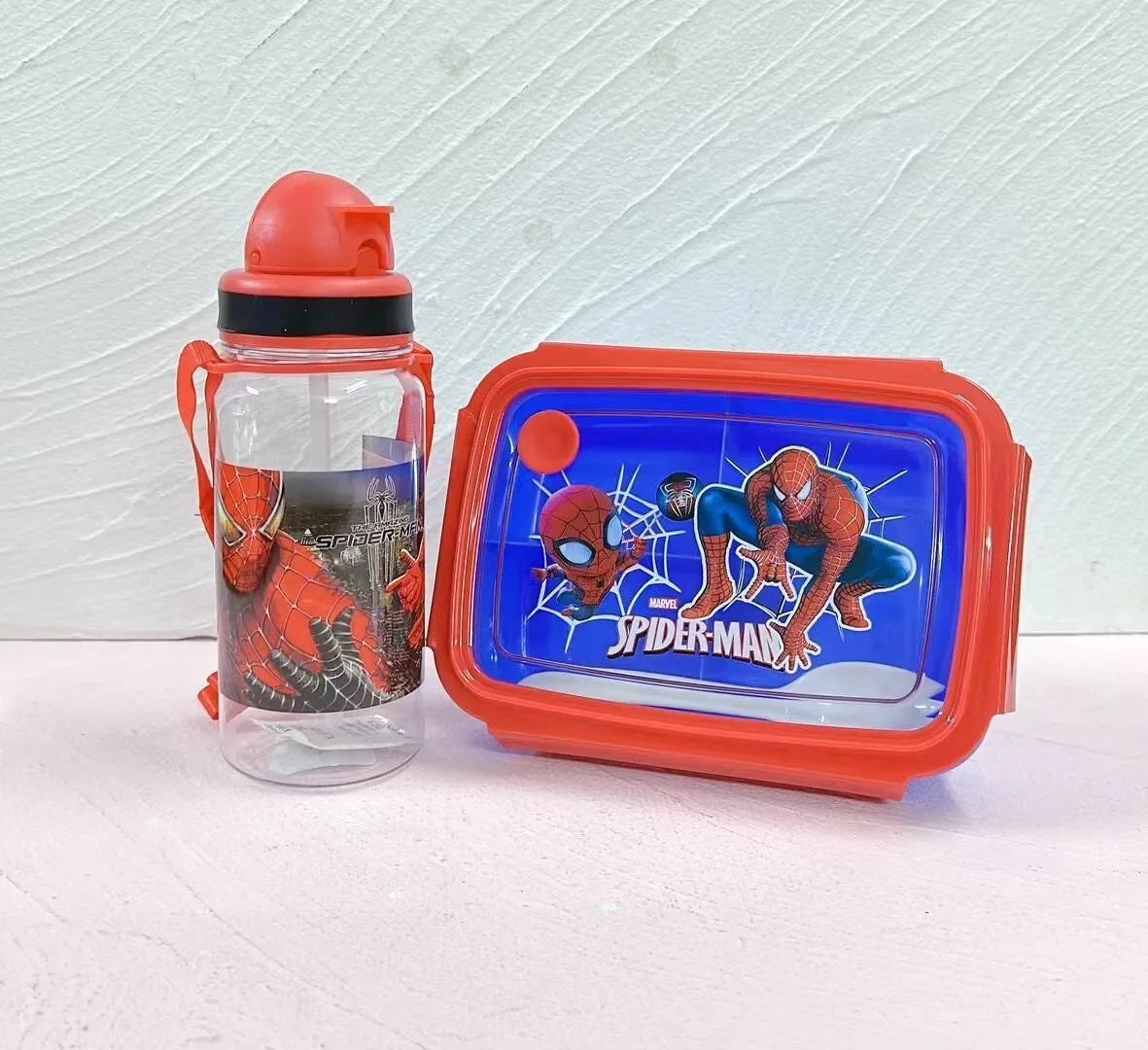 Anime Cartoon SpiderMan Lunch Box Set with Water Cup Microwaveable for Students Special Compartment Lunch Box Portable Lunch Box