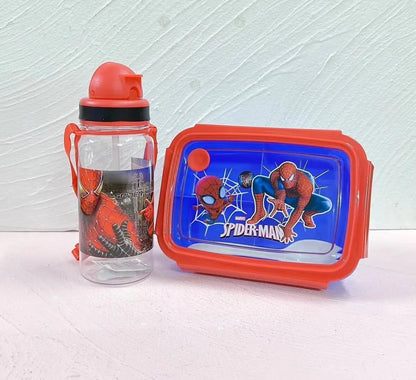 Anime Cartoon SpiderMan Lunch Box Set with Water Cup Microwaveable for Students Special Compartment Lunch Box Portable Lunch Box