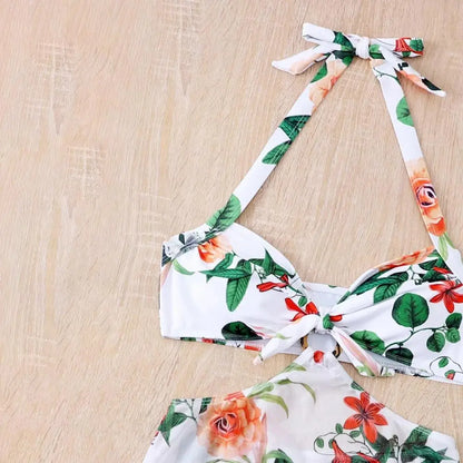 3Pcs/Set Women Swimwear Halter With Skirt Push Up Swim Pool Matching Sexy High Waist Thong Bikinis Set Water Sports Accessory