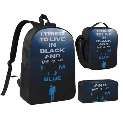 B-Billies E-Eilishing Kids Backpack Lunch Box Pencil Boxes for Boys Girls Backpacks School bag Bookbag Set