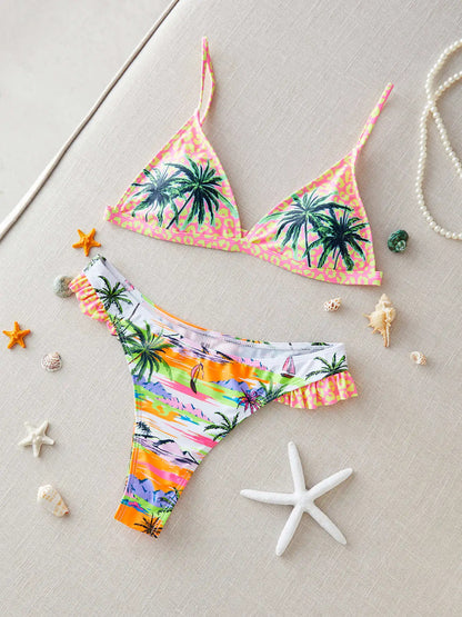 2024 New Sexy Brazilian Bikini Set Women Print Biquini Female Cut Bikinis Swimwear Push Up Swimsuit Bath Suit
