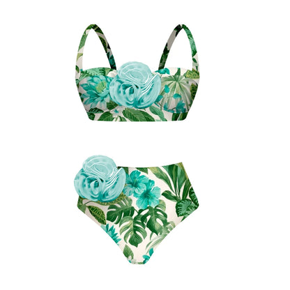 2025 Bikini Underwire 3D Flower Swimsuit High Waist Swimwear for Women Push Up Two Piece Bathing Suits Summer Female