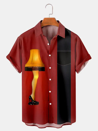 2024 New Men's Short Sleeve Shirt Flowing Art Print Hawaiian Lapel Casual Top Fashionable And Comfortable