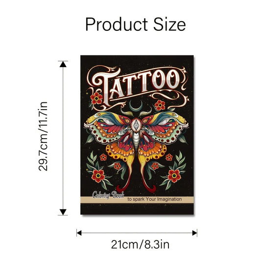 [Mindfulness Coloring Book for Adults] Upgraded 34-Page Adult Coloring Book - 8.3X 11.7inch , Mindfulness Coloring Activities, Colorfulful Tattoo Designs, Paper - Perfect as a Gift for Birthdays, Halloween, Thanksgiving, Chri