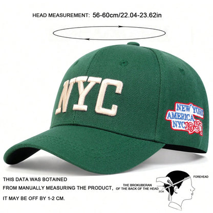 Unisex NYC Letter Embroidery Baseball Caps Adjustable Casual Hats Spring and Autumn Outdoor Sunscreen Hat