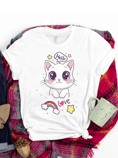 Spring and Summer Christmas Printed T-shirt, Casual Short Sleeve Round Neck T-shirt, Fashion Women's Clothing