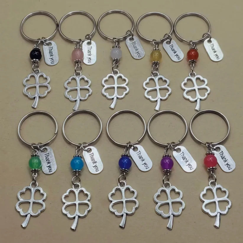 1/10 Sets Clover thank you Teacher's Day Gift creative Keychain Lovers Key Ring Jewelry