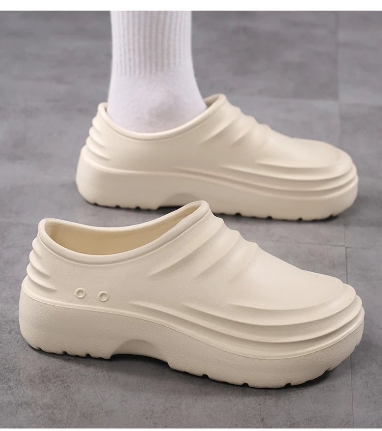 Summer Chef Shoes Anti Slip and Oil Proof Work Shoes Lazy Slippers Casual Trendy Slipper One Step Fashion Garden Shoes For Beach