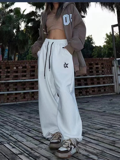 American Star Print Women Oversized Pants High Waist Loose Casual Sports Pants for Women Spring Summer Thin Woman Trouser Y2K