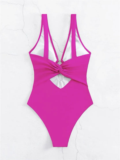 Twisted Hollow Out Bikini Micro Monokini Rings Sexy Deep-V Swimsuit Women Swimwear One-piece Beach Bathing Suit Vacation Outfits