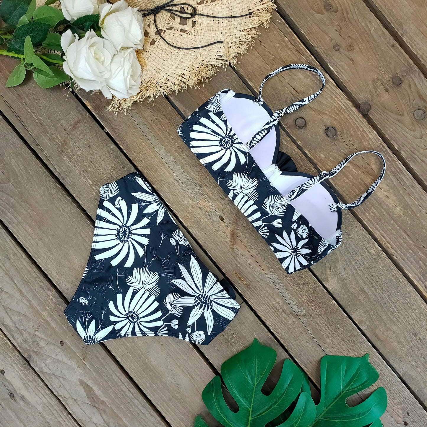 2025 Bikini Underwire 3D Flower Swimsuit High Waist Swimwear for Women Push Up Two Piece Bathing Suits Summer Female