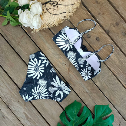 2025 Bikini Underwire 3D Flower Swimsuit High Waist Swimwear for Women Push Up Two Piece Bathing Suits Summer Female