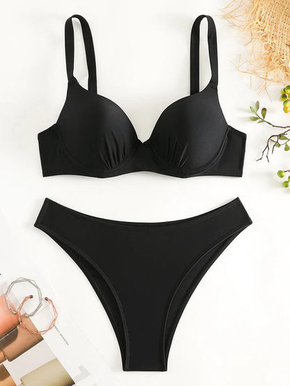 Underwired Bra Cup Brazilian Bikini Female Swimsuit Women Swimwear Two-pieces Bikini Set Push Up Bather Bathing Suit Swim Lady