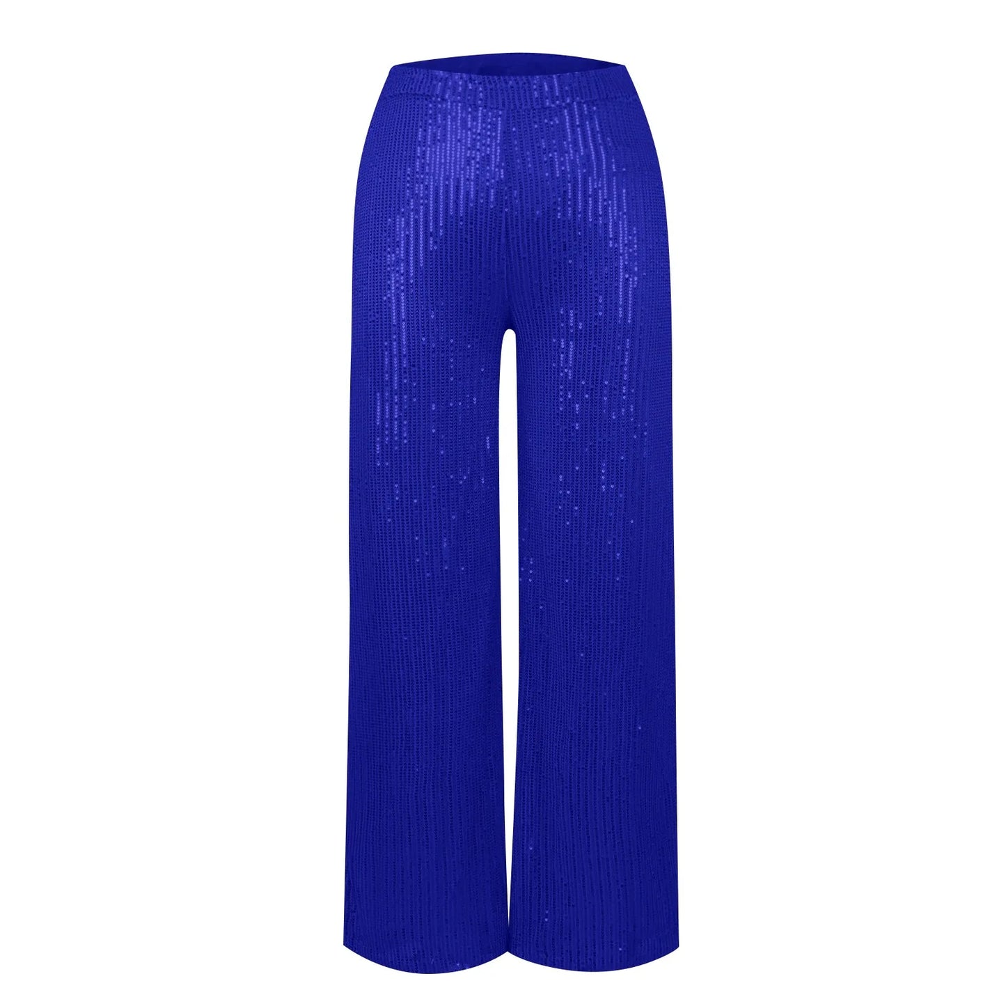Women's Fashion Solid Color High Waist Sequin Side Zipper Draped Wide Leg Pants Pants for Women Women’s Pants Women’s Pants 2024