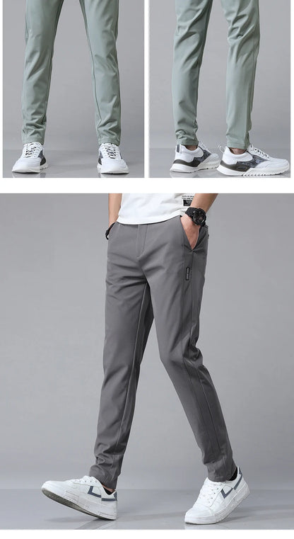 2024 Spring Summer Ultra-thin Men's Stretch Slim Straight Casual Pants High Quality Fashion Breathable Golf Sports Trousers