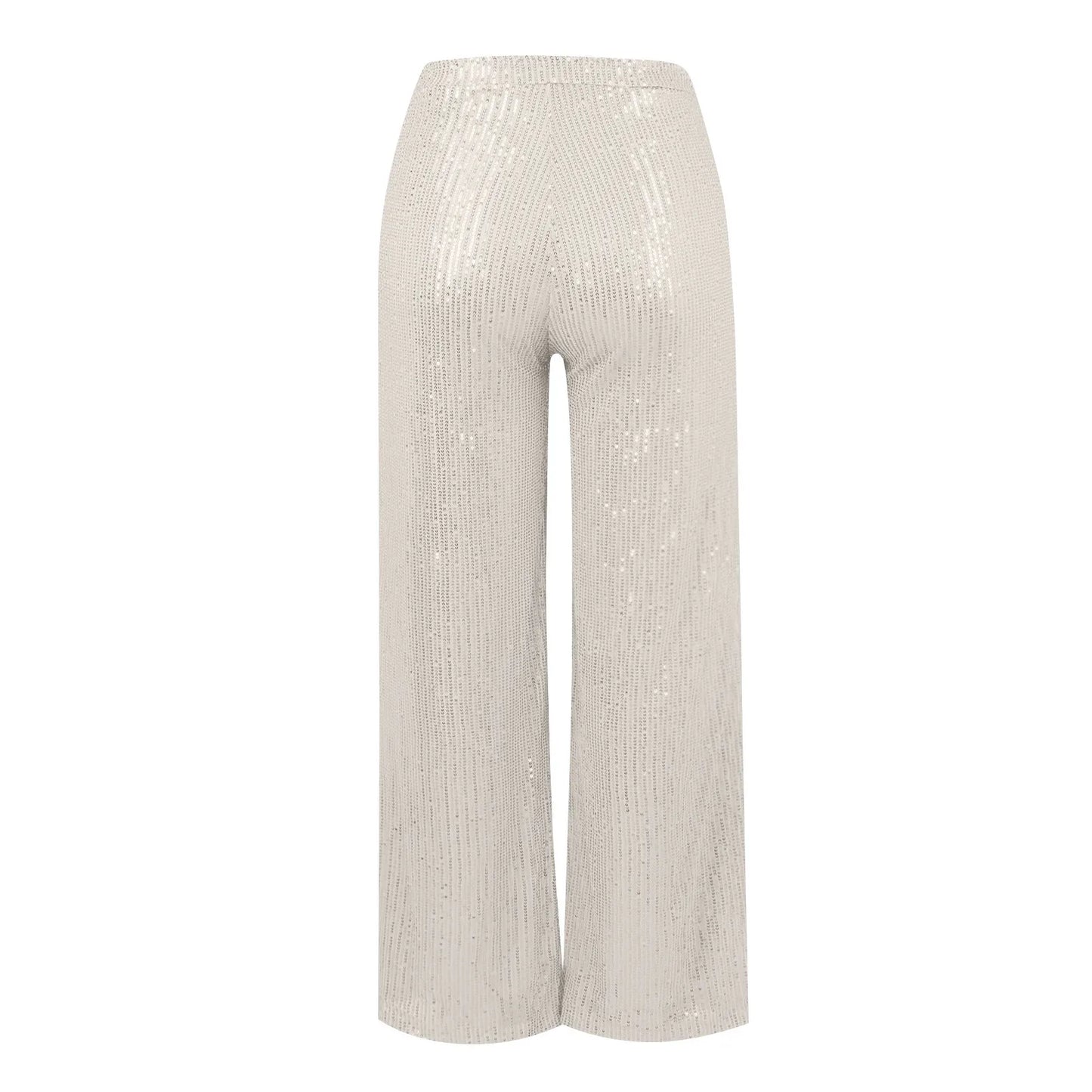 Women's Fashion Solid Color High Waist Sequin Side Zipper Draped Wide Leg Pants Pants for Women Women’s Pants Women’s Pants 2024