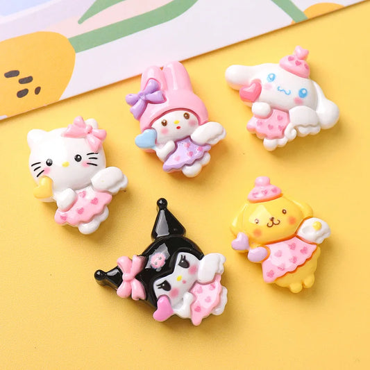 10 Pcs New Kawaii Cartoon Animal Kitten Puppy Rabbit Series Resin Scrapbook  DIY Jewelry Hairpin Headrope Decoration Crafts A21