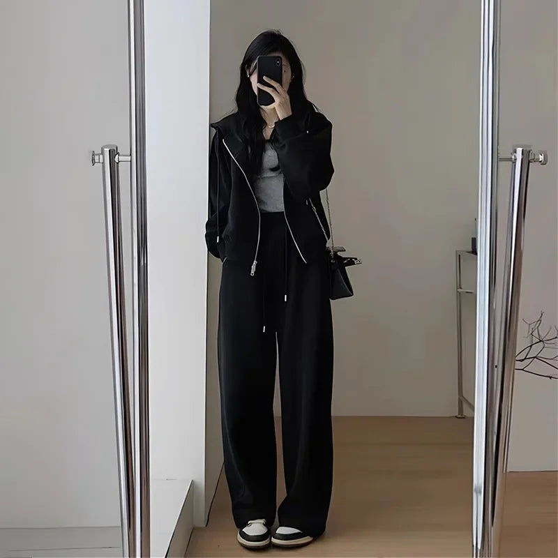 Autumn/Winter 2024 New Tea Matching Women's Clothing Set Plus Size Elegant Casual Salt System Sweatshirt Two-Piece Suit