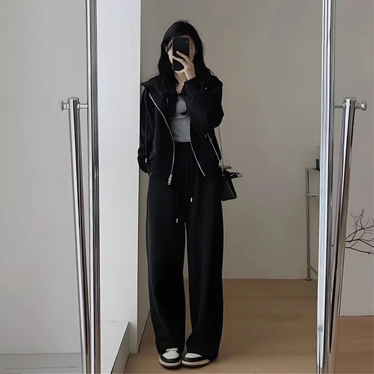Autumn/Winter 2024 New Tea Matching Women's Clothing Set Plus Size Elegant Casual Salt System Sweatshirt Two-Piece Suit