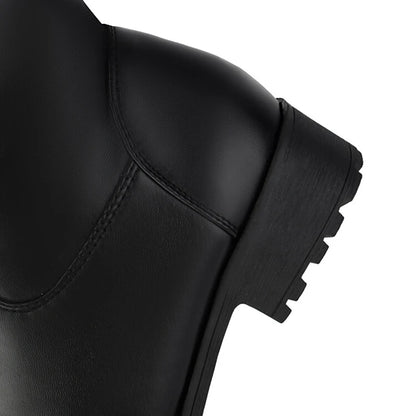 ANOVISHANA New Winter Autumn Over Knee Boots 3.5cm Square Heel Round Toe Leather Thigh High Fashion Big Size 45 46 47 48 US17