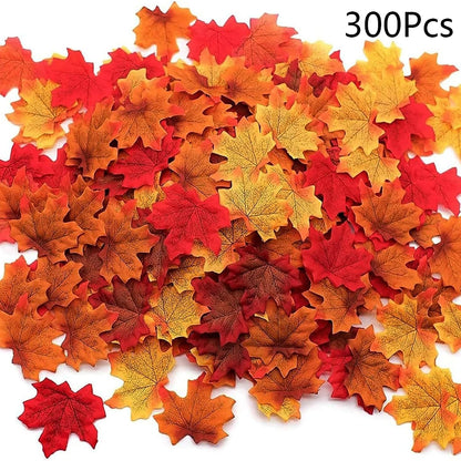 100/200/300pcs Artificial Maple Leaves Home Autumn Fall Decor Maple Leaf Halloween Thanksgiving Wedding Party Props Decoration