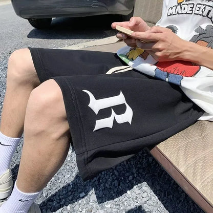 [M-8XL] Men's Large Loose Gothic Letter B Printed Casual Pants Fashion Sports Pants