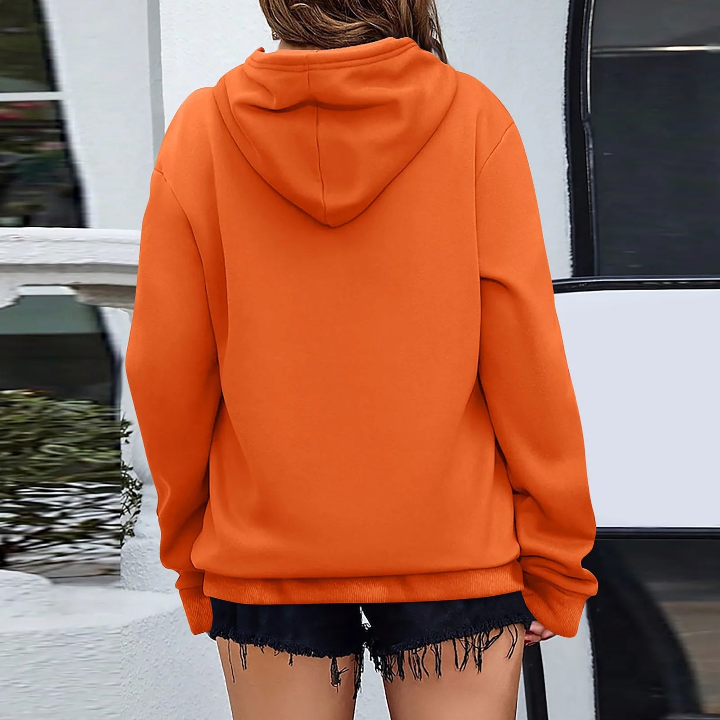 y2k Solid Minimalist Women's Hoodie, Long Sleeve With Pocket Casual Daily Wear 2024 Women Hoodies Autumn Sudadera de mujer