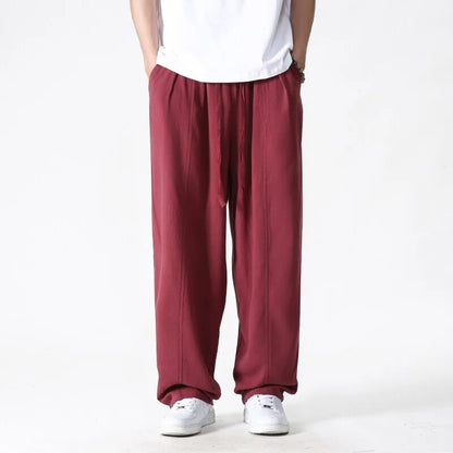 Summer Wide Leg Pants Men's Cotton Linen Harun Loose Pants Men Casual Elastic Waist Circumference Lantern Trousers Plus Size 5XL