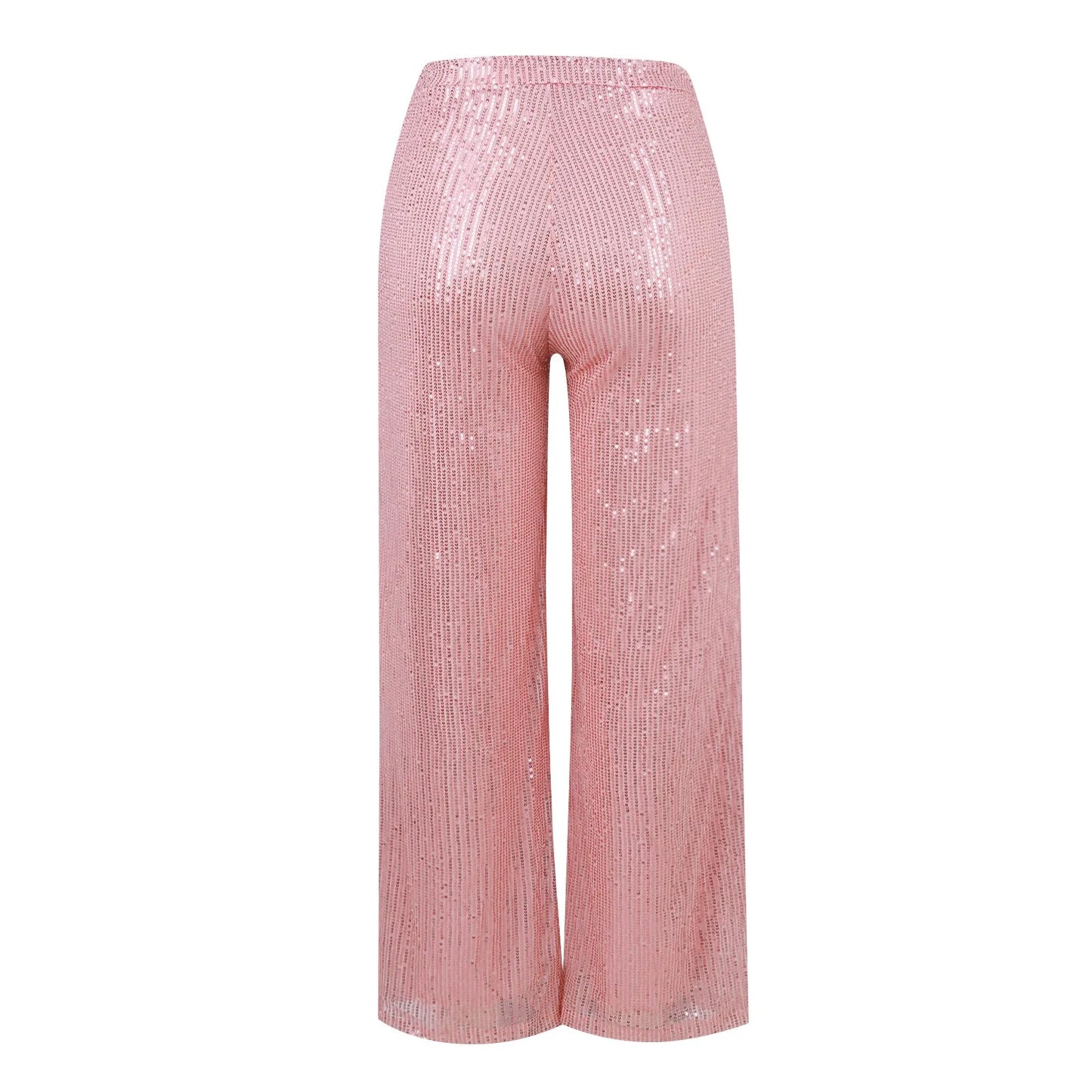 Women's Fashion Solid Color High Waist Sequin Side Zipper Draped Wide Leg Pants Pants for Women Women’s Pants Women’s Pants 2024