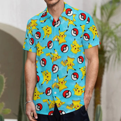 Summer Men's Shirt Cute Animal Print Short Sleeve Shirt Open button Lapel Men's Top Comfortable Casual Men's Shirts