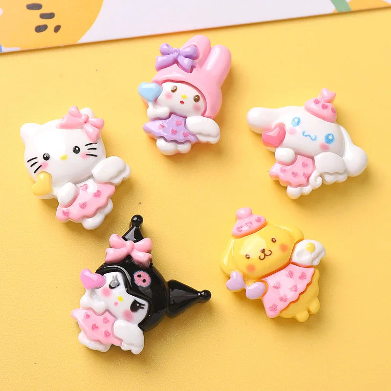 10 Pcs New Kawaii Cartoon Animal Kitten Puppy Rabbit Series Resin Scrapbook  DIY Jewelry Hairpin Headrope Decoration Crafts A21