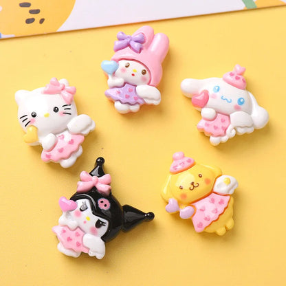 10 Pcs New Kawaii Cartoon Animal Kitten Puppy Rabbit Series Resin Scrapbook  DIY Jewelry Hairpin Headrope Decoration Crafts A21