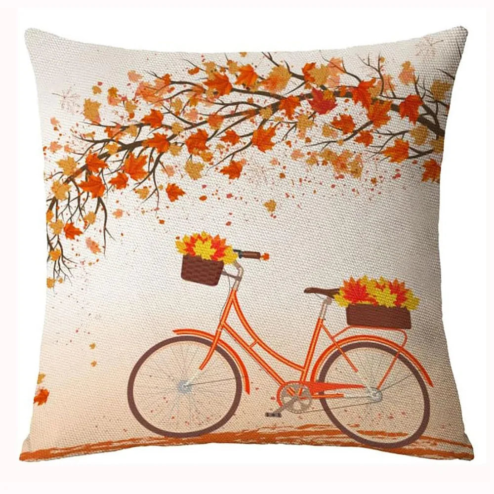 18x18 Inches Autumn Pumpkin Cushion Cover Pillow Cover Thanksgiving Decor Pillowcase Maple Leaves Printed Cushion Case for Couch