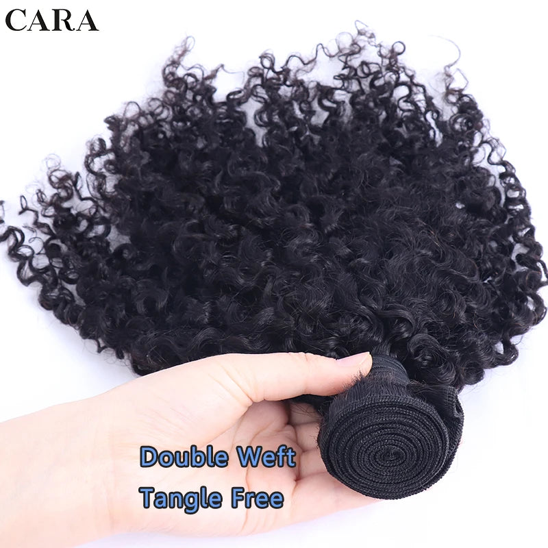 3C 4A Human Hair Bundles Mongolian Afro Kinky Curly Weave For Black Women Sassy Curl Virgin Human Hair 4 Bundles Natural Color
