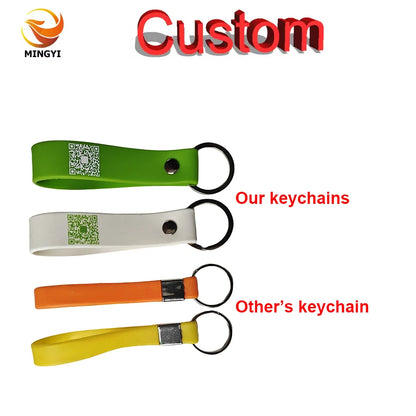 50PCS Custom 20mm Widened Silicone Keyrings Customizable QR Code Personalized Customized Rubber Keychains ID Keytags Car LOGO