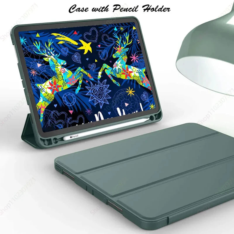 With Pencil Holder Funda for New iPad 10.2 iPad Air 5th/4th Generation 10.9 iPad Air11 M2 Pro11 M4 2024 Air1 2 2017 2018 7 8 9th