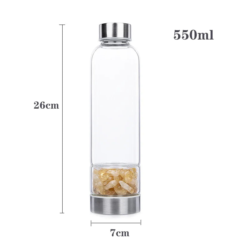 550ML Creative Natural Quartz Crystal Glass Water Bottle Irregular Stone Cup Point Wand Healing Infused Elixir Cup Natural Stone