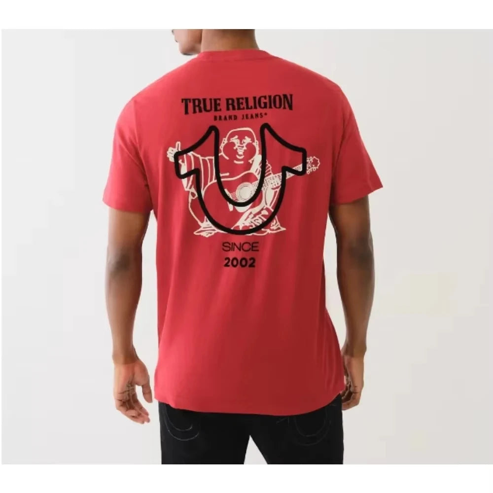 True Religion T-shirt Graphics T-shirt Men Cotton Graphic Crew Neck T-shirt Printed Short Sleeve Comfortable Breathable Top