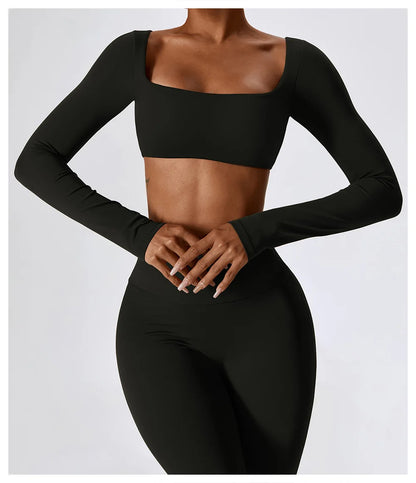 Women Sport Seamless Tops Long Sleeve Breathable Workout Slim T Shirts Athletic Running Gym Push-up Running Fitness Yoga Tops
