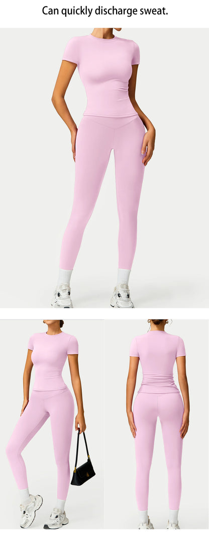 2PCS Yoga Suit Sports Set Women Quick-Drying Gym Set Women Tracksuit Running Workout Long Sleeve Sports Shirt Yoga Clothing