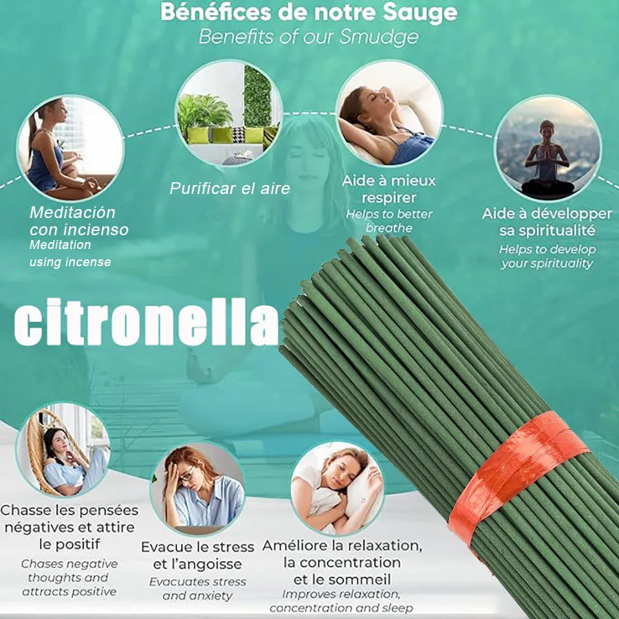 20/56/101/400 Natural Citronella Incense Sticks - Long-Lasting Lemongrass Fragrance, Bamboo Wood and Bamboo Chips with Citronella Oil, Suitable for Outdoor Camping, Hiking, Gardens, Courtyards - Essential for Holidays (Hallow