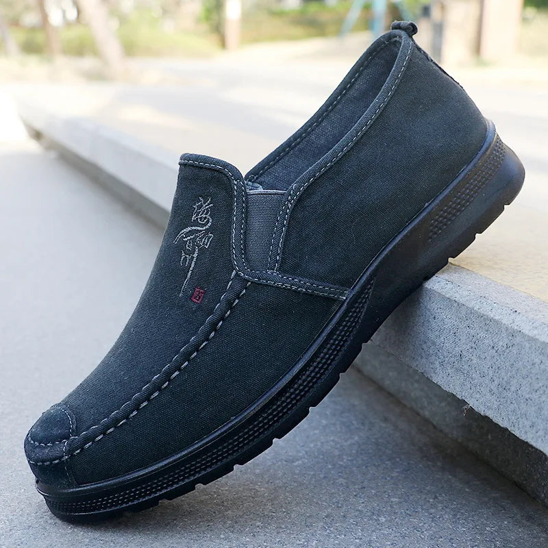 Spring Polyurethane Men Shoes Old Beijing Cloth Shoes Canvas Shoes Men Sports Casual Shoes Breathable Work Shoes