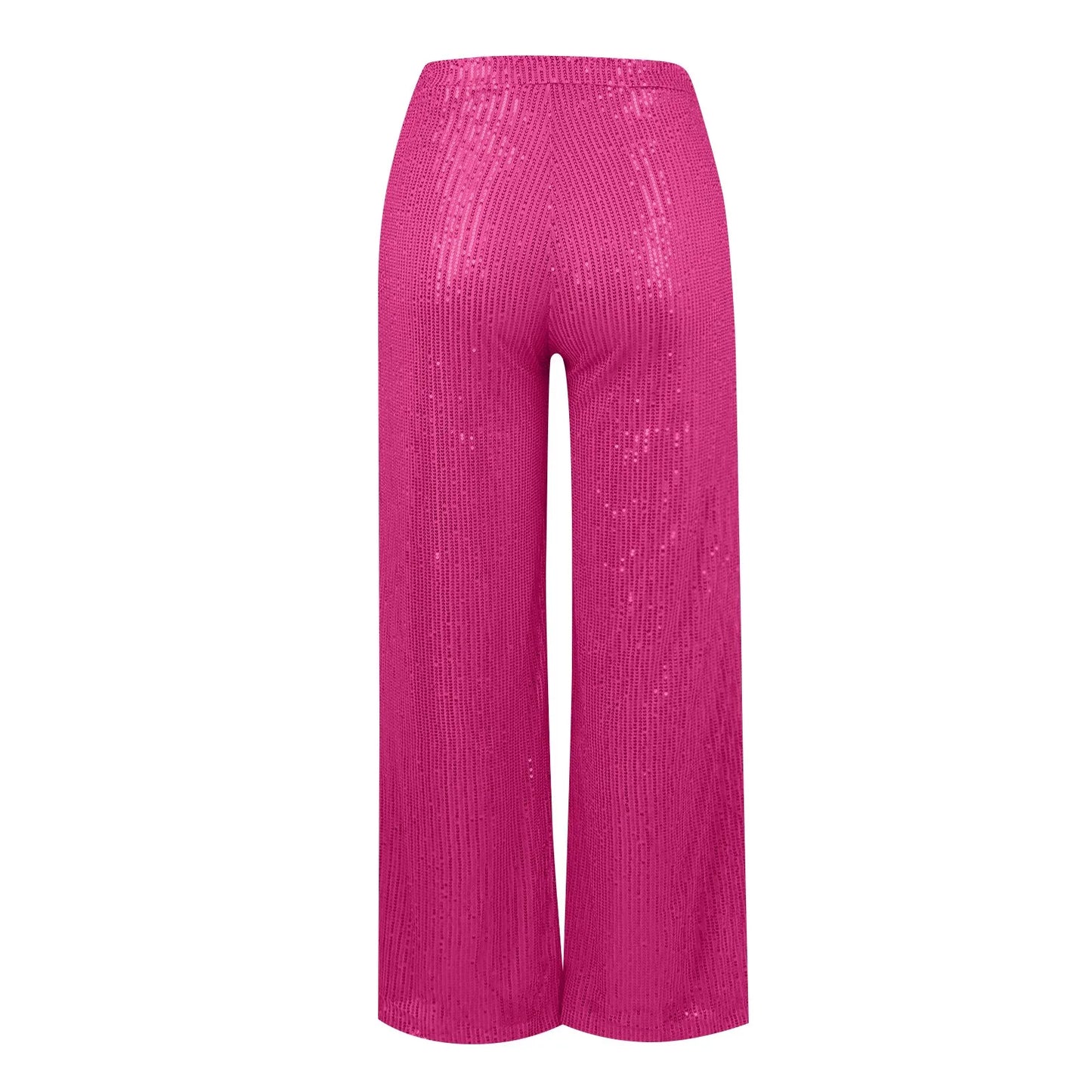 Women's Fashion Solid Color High Waist Sequin Side Zipper Draped Wide Leg Pants Pants for Women Women’s Pants Women’s Pants 2024