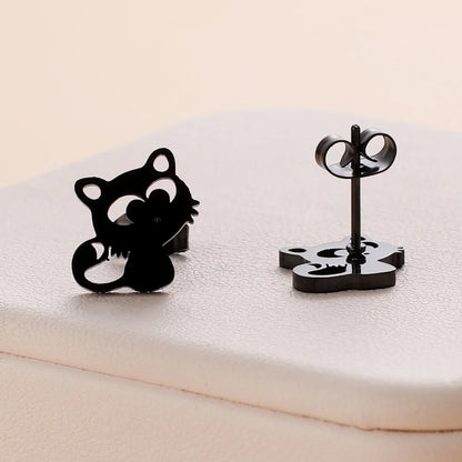 Stainless Steel Halloween Ghost Cat Stud Earrings For Women Girls Gold Color Waterproof Fashion Ear Party Jewelry Gift Wholesale