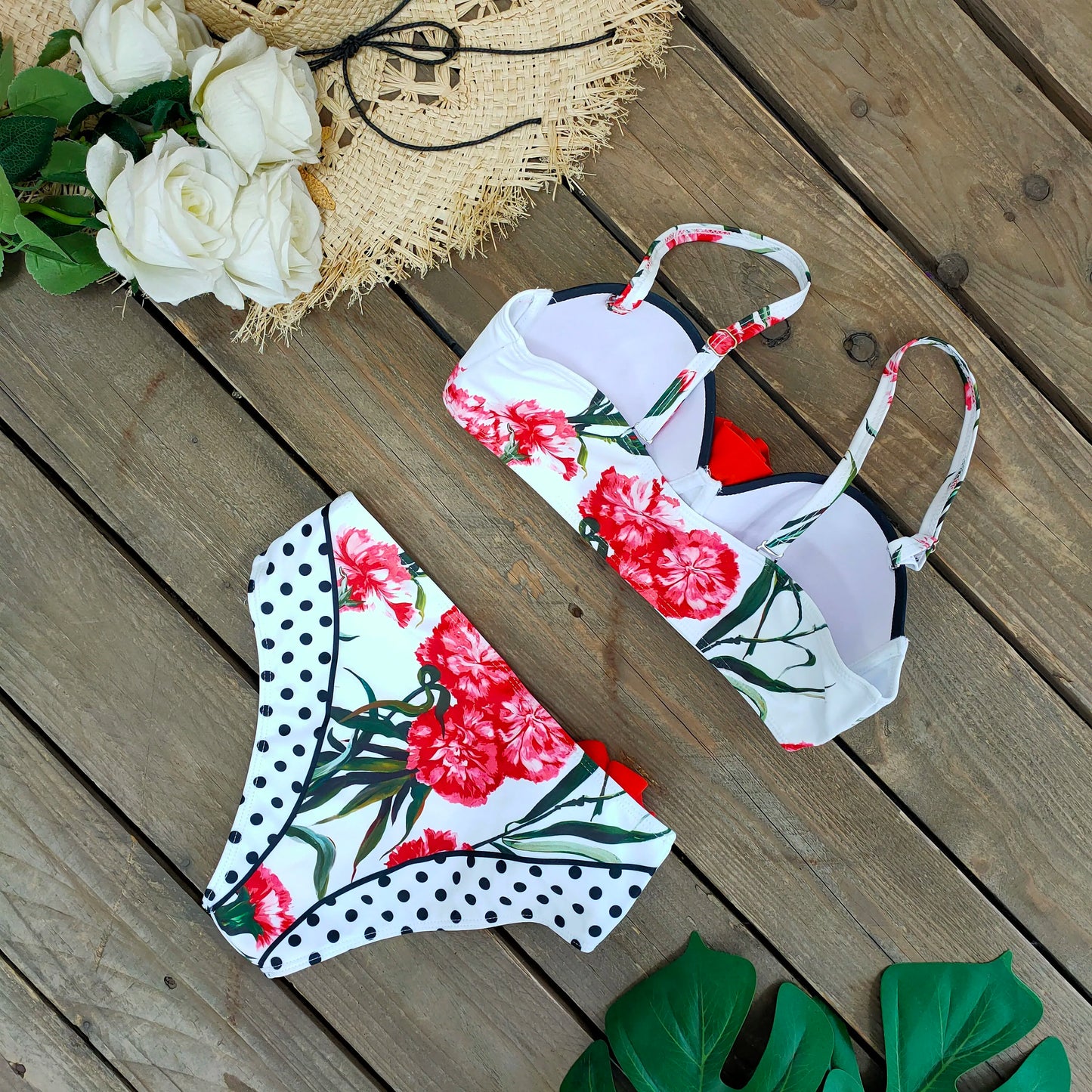 2025 Bikini Underwire 3D Flower Swimsuit High Waist Swimwear for Women Push Up Two Piece Bathing Suits Summer Female